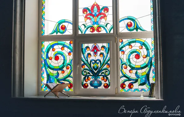 Pattern, window, mosque, mural