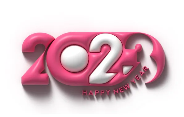 Rendering, figures, white background, New year, date, 2023, New Year 2023