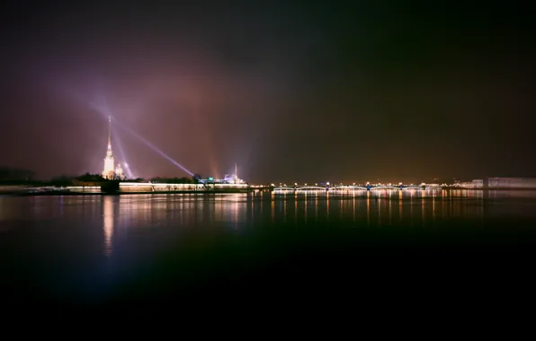 The city, lights, lights, Saint Petersburg, Neva, Neva, Peter and Paul fortress St.petersburg
