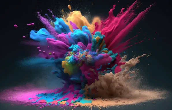 The explosion, paint, color, colors, colorful, abstract, rainbow, explosion