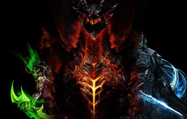 Picture World of Warcraft, Illidan, Arthas, wow, Deathwing, lich king, Deathwing, villains