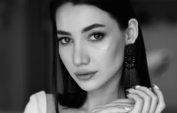 Portrait, black and white, Aida, Matvey Karmakov