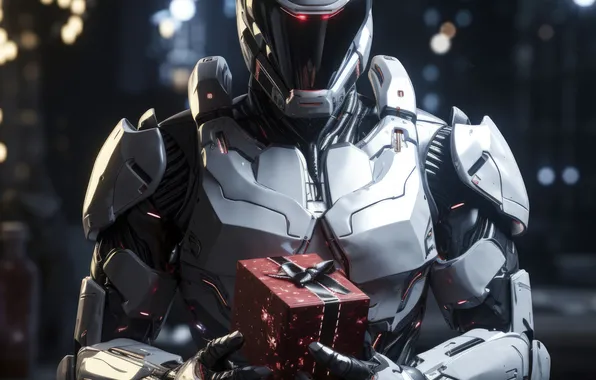 Fiction, gift, robot, Christmas, New year, cyborg, cyberpunk, Android