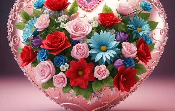 Love, flowers, holiday, heart, heart, hearts, heart, Valentine's Day