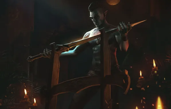 Picture elf, the game, sword, art, male, The Elder Scrolls Legends