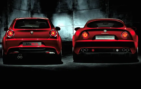 Red, alfa romeo, auto, mixed