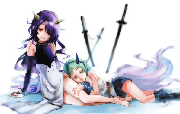 Swords, demons, anime, art, The Last Seraphim, Owari no Seraph, Ou Kisek, Ashuramaru