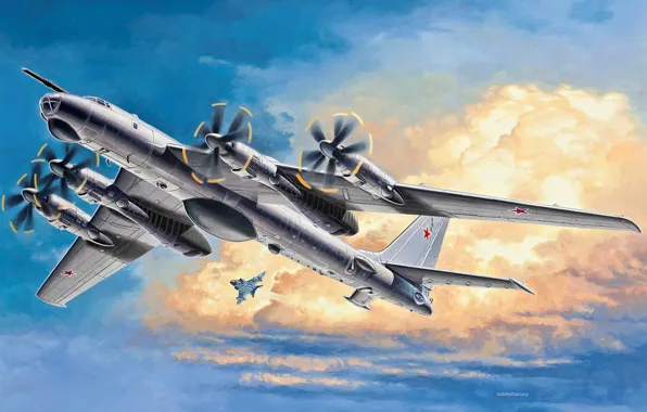 Picture the plane, art, bomber, the, missile, screw, strategic, Soviet