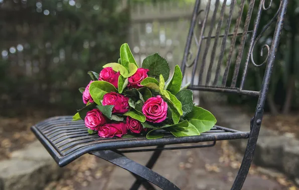 Flowers, roses, chair