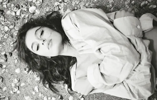 Wallpaper girl, black and white, Nicole Trunfio, Nicole Trunfio for