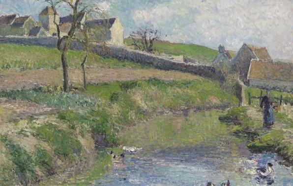 Picture landscape, picture, Camille Pissarro, Farm Fritsche in They
