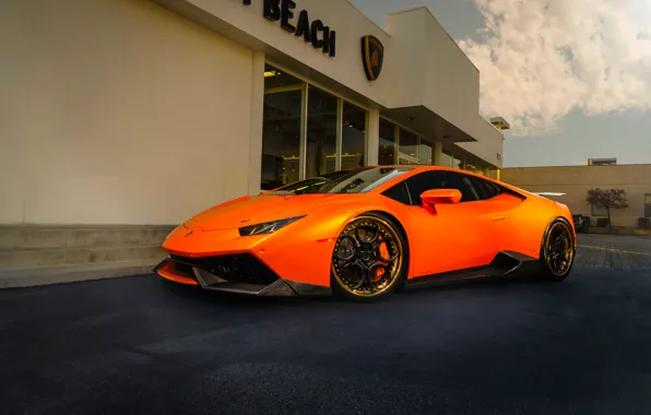 Picture Lamborghini, Orange, Front, Color, Supercar, Wheels, ADV.1, Huracan