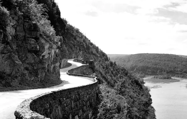 Mountains, Black and white, Serpentine