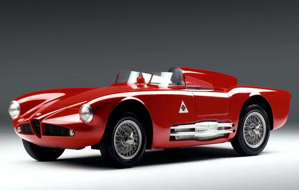 Sport, red, alfa romeo, retro, 1955, krassnab of sports retro