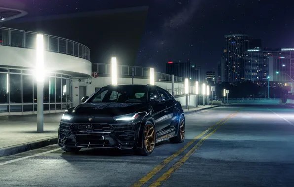 Picture Lamborghini, Black, Night, VAG, URUS