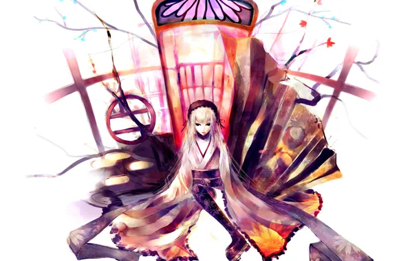 The door, white background, kimono, rozen maiden, suigintou, Rozen maiden