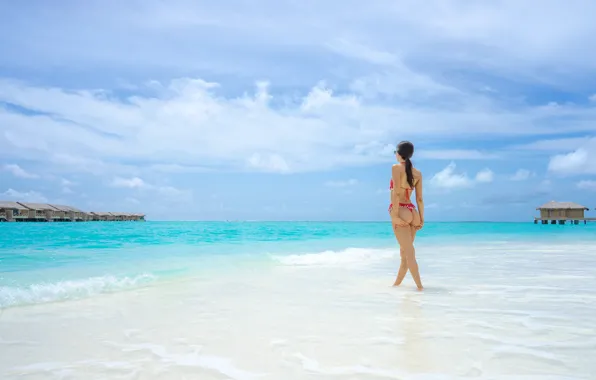 Beauty, space, the Maldives, structure, beauty, maldives, blue sky, buildings