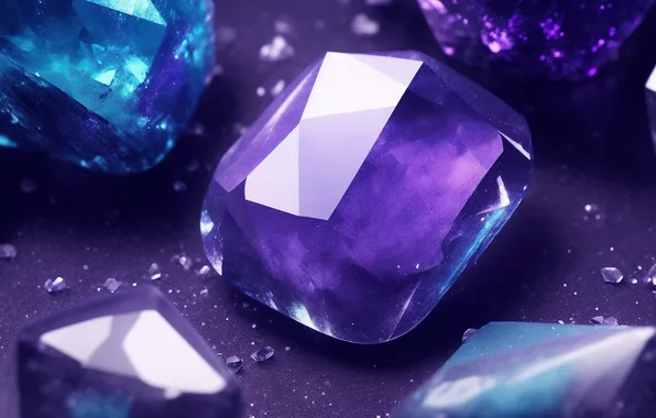 Purple, crystal, blue, background, blue, Wallpaper, stone, Shine