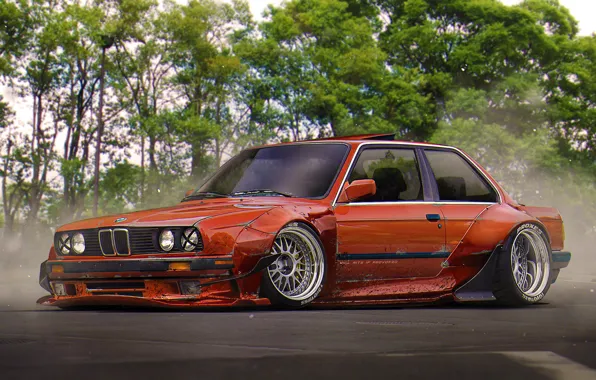 Picture BMW, Red, Tuning, Future, E30, Stance, by Khyzyl Saleem