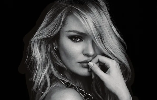 Picture look, eyes, model, portrait, black and white, Candice Swanepoel