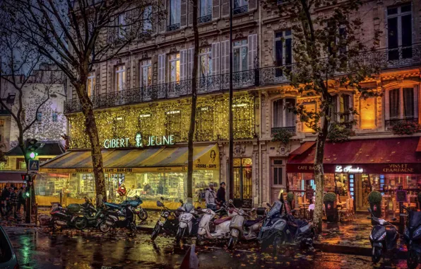 Paris, motorcycles, Quartier Latin