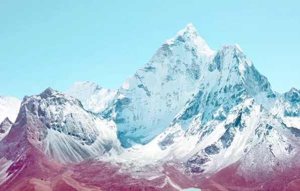 Apple, mountain, rocks, snow, ios