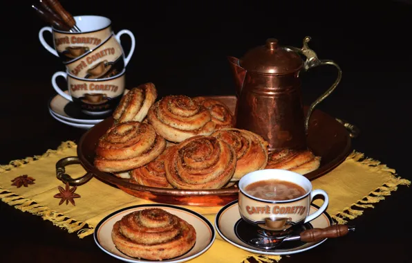Coffee, cakes, bun, Anis