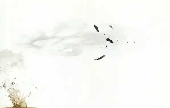 Death, smoke, shot, the wings of a butterfly, by Yuusuke Kozaki, bullet mark