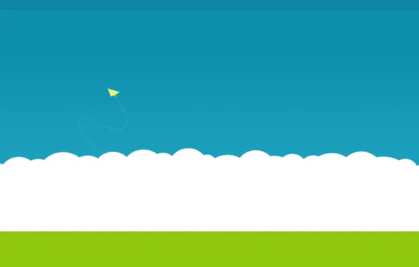 Picture the sky, grass, clouds, airplane