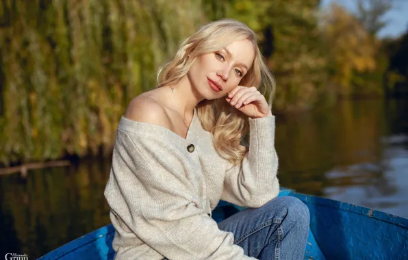 Picture blonde, long hair, eyes, smile, Alexander Grinn, Marina Gurskaya, Marina Gurskaya