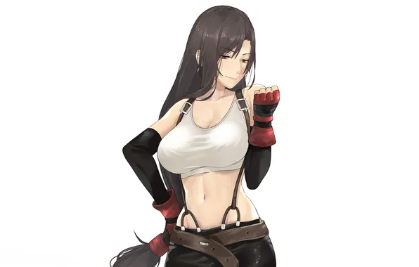 Girl, Final Fantasy, cleavage, shorts, long hair, brown eyes, boobs, anime