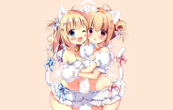 Girl, sexy, cleavage, long hair, boobs, anime, tail, beautiful