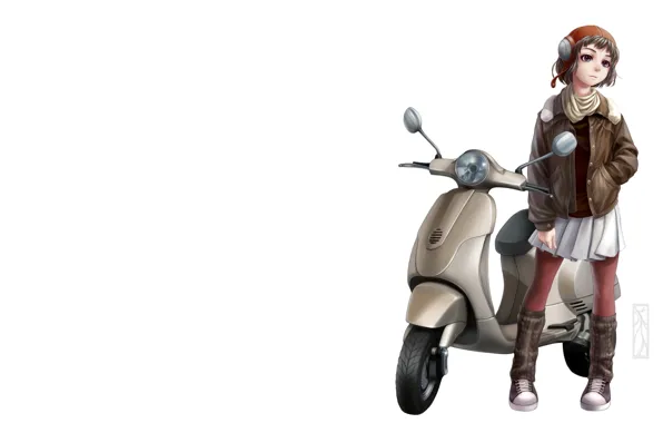 Picture mood, art, motorcycle, girl