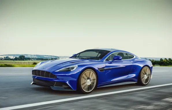 Aston Martin, Blue, Speed, Road, 2013, Vanquish, Sport Car, by Laffonte