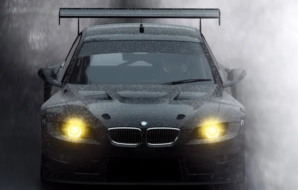 Squirt, rain, black, lights, BMW, BMW, puddles