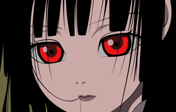 Look, close-up, face, red eyes, bangs, Enma Ai, Jigoku Shoujo, Hell girl