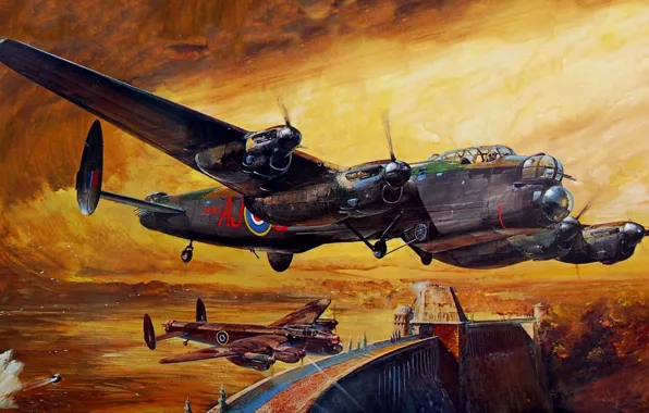 Picture night, war, figure, dam, operation, the side, Lancaster, Dam Busters