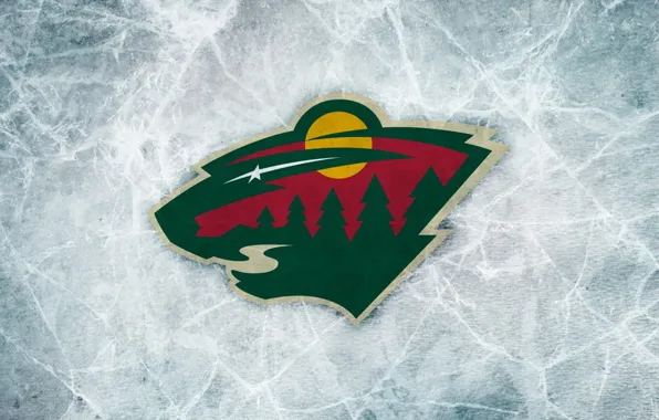 Picture ice, forest, the sun, emblem, beast, Minnesota Wild, NHL, nhl
