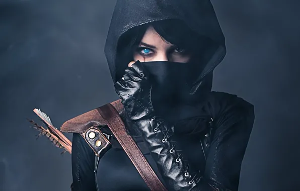 Picture Girl, Look, Gloves, Mask, Hood, Strap, Scar, Arrow
