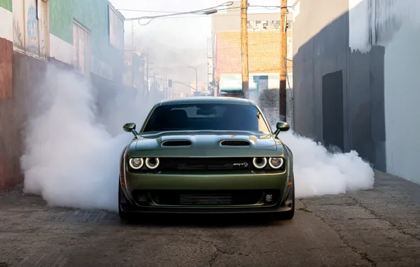 Street, smoke, Dodge, Challenger, Hellcat, SRT, 2022, Dodge Challenger SRT Hellcat Jailbreak