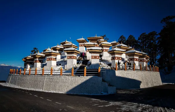 Bhutan, The Himalayas, pass, stupa, Druk Wangyal Of Chortens