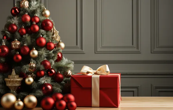 Picture tree, Christmas, gifts, New year, Christmas, tree, decoration, gift boxes