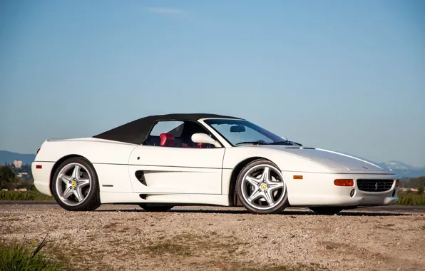 Picture Ferrari, white, road, sky, Spider, 355