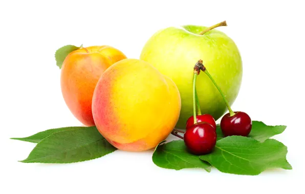 Apple, peaches, cherry