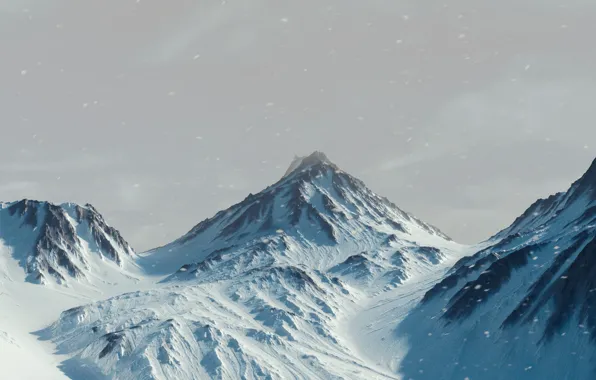 Snow, landscape, mountains, art, peak, rico cilliers, Background mountain tests