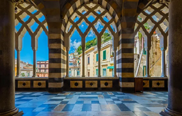 The sky, home, Italy, columns, Amalfi, Cathedral, St Andrew's Cathedral