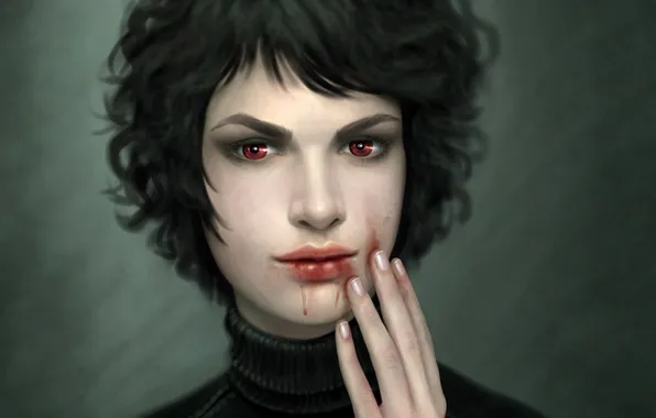 Eyes, girl, Blood, vampires