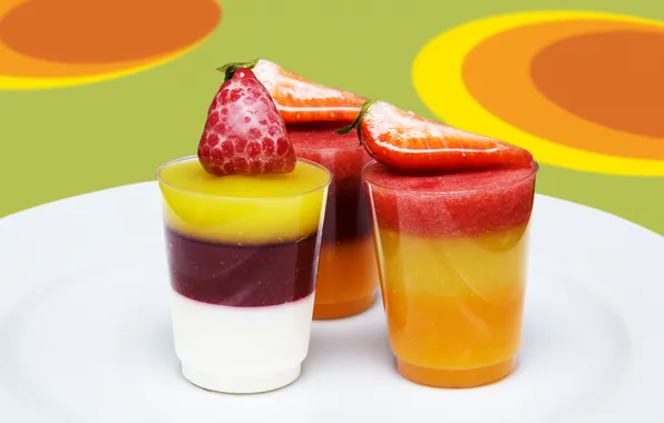 Strawberry, juice, glasses, frozen