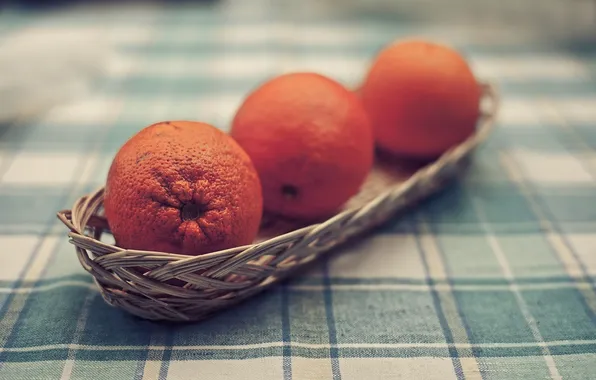 Table, Wallpaper, oranges, tablecloth