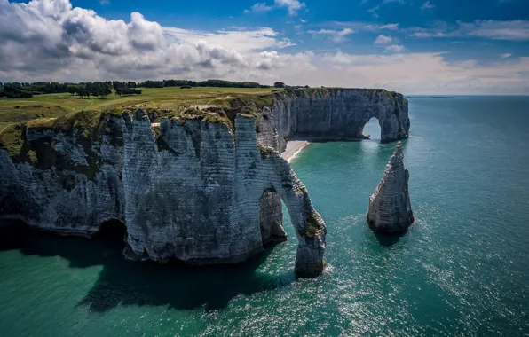Sea, rocks, France, arch, Étretat